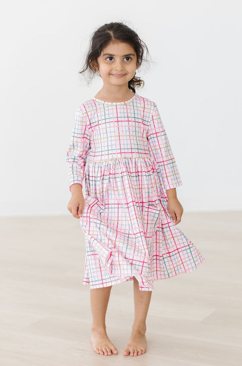 pink-plaid-3-4-sleeve-pocket-twirl-dress Mila &  Rose - Sophia's Style--2T--3